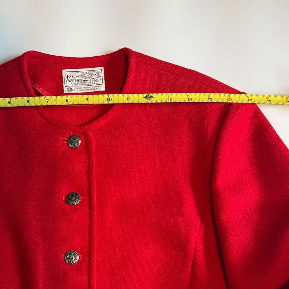 Vintage Pendleton Women's M Cropped Blazer Jacket Virgin Wool Red Heritage Retro - Picture 11 of 12